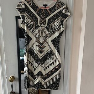 Geometric Black and White Dress